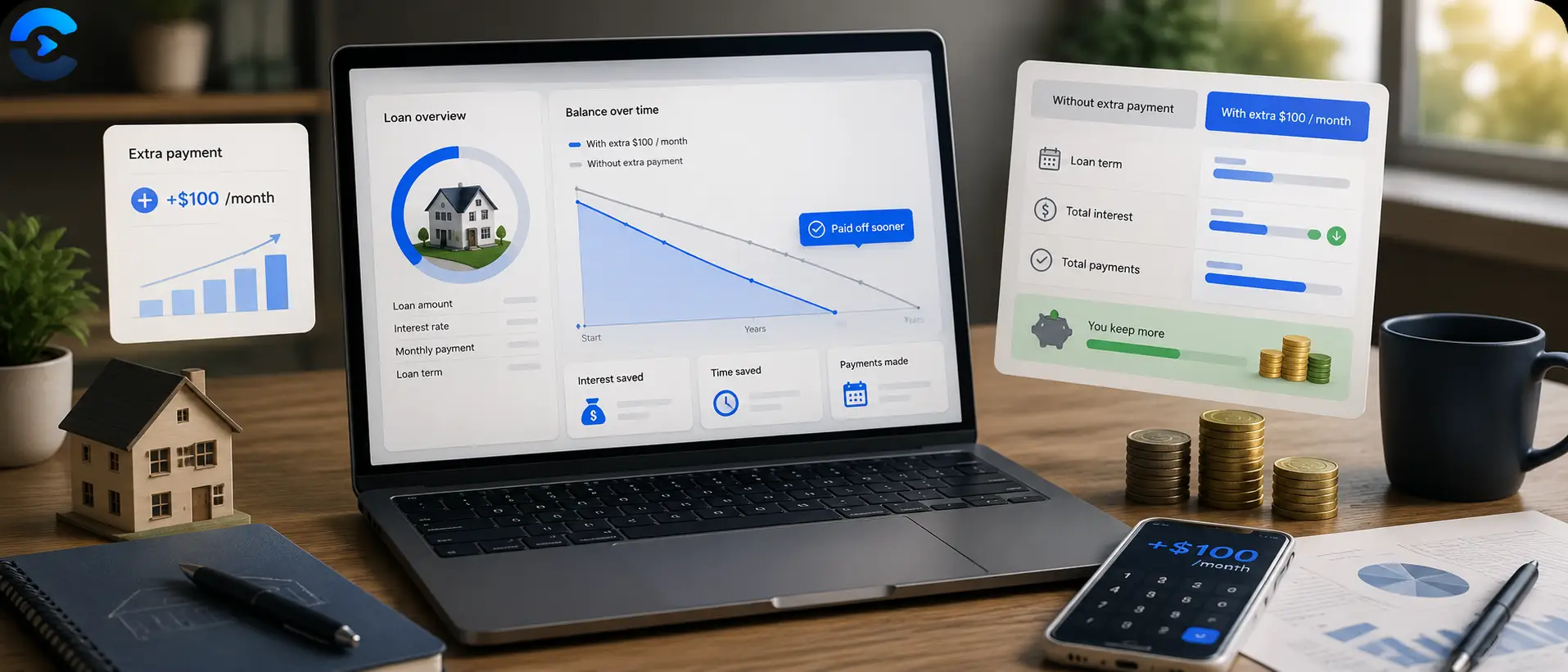 Loan Overpayment Savings Calculator: Extra $100 a Month